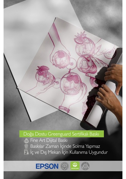 Beyaz Çerçeveli Tablo, Pembe Tonlu Meyve Eskizi, Mutfak Dekoru Poster No: 109848 indirimleri