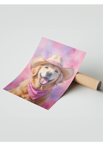 Çerçevesiz Poster, Kovboy Şapkalı Köpek – Eğlenceli Portre, Genç Odası Dekoru Poster No: 110001 modelleri
