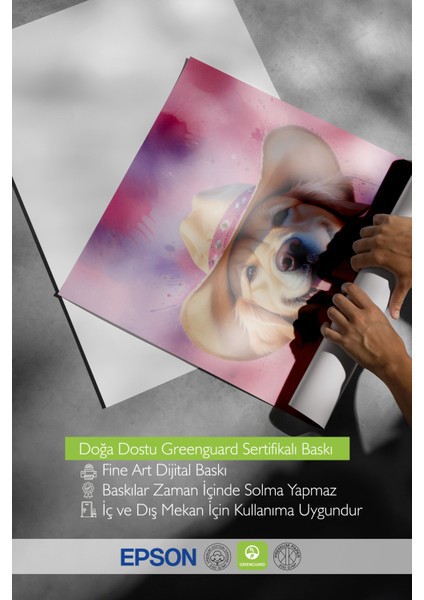 Çerçevesiz Poster, Kovboy Şapkalı Köpek – Eğlenceli Portre, Genç Odası Dekoru Poster No: 110001