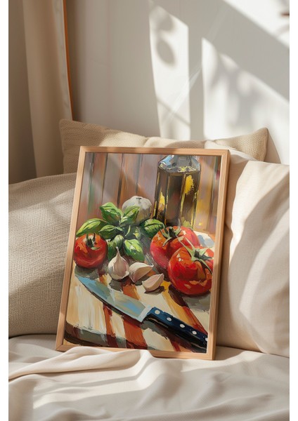 Ahşap Çerçeveli Tablo, Domates ve Mozzarella – Akdeniz Sofrası, Mutfak Dekoru Poster No: 110142 indirimleri