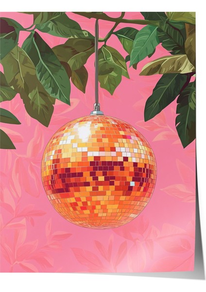 Çerçevesiz Poster, Pembe Tropikal Meyve ve Yaprak Kompozisyonu, Mutfak Dekoru Poster No: 110220