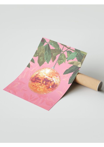 Çerçevesiz Poster, Pembe Tropikal Meyve ve Yaprak Kompozisyonu, Mutfak Dekoru Poster No: 110220 modelleri