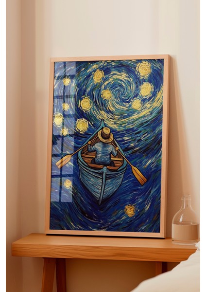 Ahşap Çerçeveli Tablo, Yıldızlı Gece – Van Gogh Esintisi, Salon Dekoru Poster No: 110253 fiyatları
