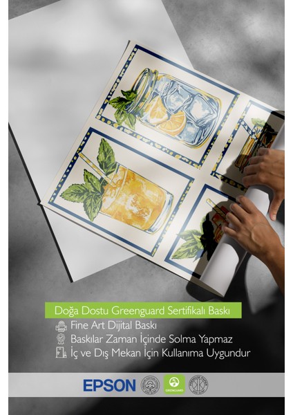 Çerçevesiz Poster, Dört Mevsim Limon Illüstrasyonu, Mutfak Dekoru Poster No: 110037