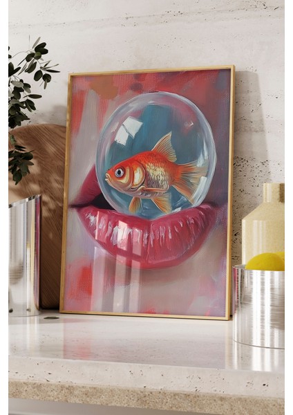 Ahşap Çerçeveli Tablo, Pembe Dudaklar ve Renkli Top – Pop Art, Genç Odası Dekoru Poster No: 110131 fırsatları