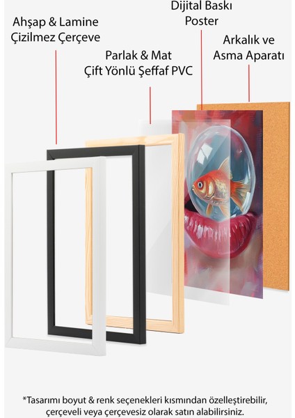 Ahşap Çerçeveli Tablo, Pembe Dudaklar ve Renkli Top – Pop Art, Genç Odası Dekoru Poster No: 110131