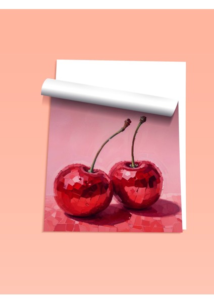 Çerçevesiz Poster, Kırmızı Kiraz Minimal Illüstrasyonu, Mutfak Dekoru Poster No: 110025 fiyatları