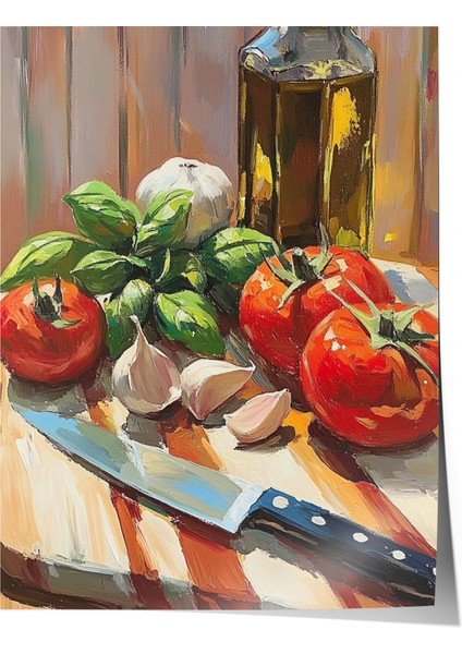 Çerçevesiz Poster, Domates ve Mozzarella – Akdeniz Sofrası, Mutfak Dekoru Poster No: 110142