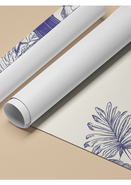 Çerçevesiz Poster, Mavi Beyaz Tropikal Kuş Çizimi, Salon Dekoru Poster No: 110769 fırsatları