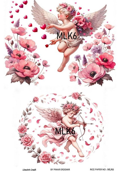 Melek Serisi Mlk6 Melek, Çoklu Desen 30*42 cm Pirinç Dekopaj