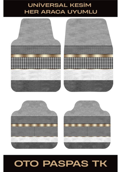 Oto Paspas Takımı Dekoratif 4 Parça Gri-Gold