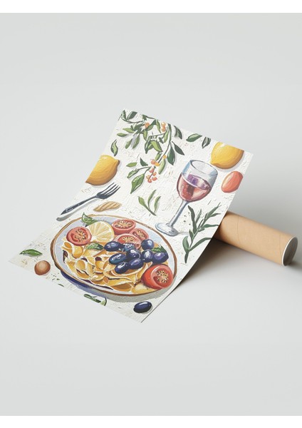 Çerçevesiz Poster, Meyve Tabağı ve Portakal Suyu, Mutfak Dekoru Poster No: 110177 modelleri