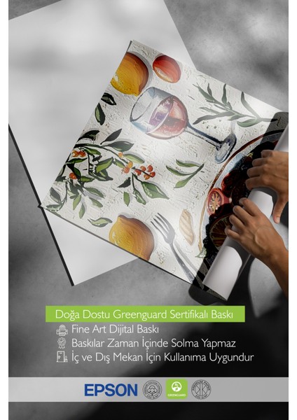 Çerçevesiz Poster, Meyve Tabağı ve Portakal Suyu, Mutfak Dekoru Poster No: 110177