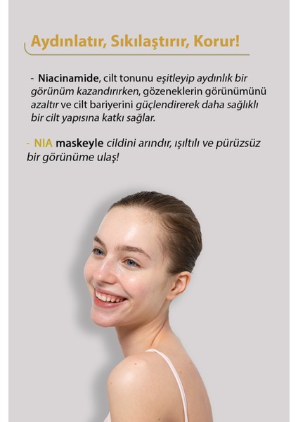 Pirinç Kepeği & Niasinamid Işıltısı ile Derinlemesine Besleme Sunan Nia Kore Kağıt Yüz Maskesi 5'li indirimleri