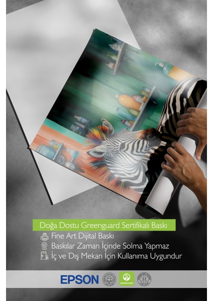 Çerçevesiz Poster, Küvette Zebra – Mizahi Safari Kompozisyonu, Banyo Dekoru Poster No: 109907