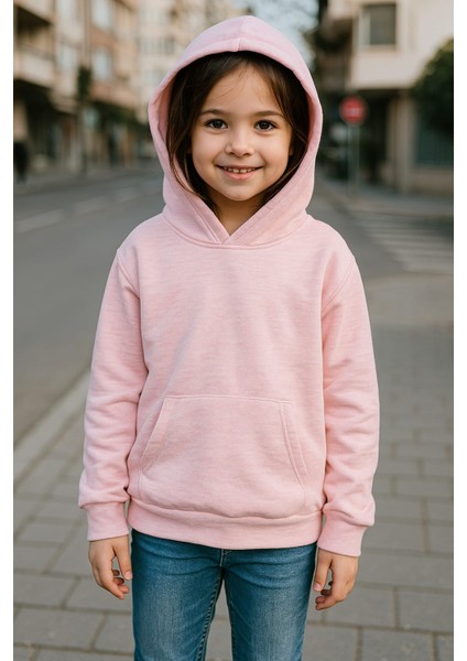 Kapüşonlu Pembe Kız Çocuk Sweatshirt