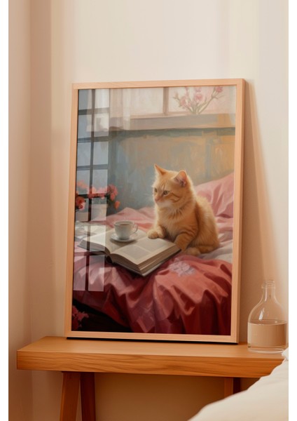 Ahşap Çerçeveli Tablo, Pencereden Bakan Kedi – Sıcak Ev Sahnesi, Ofis Dekoru Poster No: 110028 fiyatları