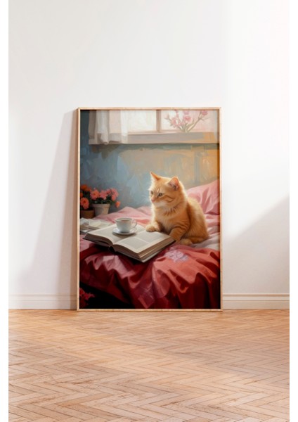 Ahşap Çerçeveli Tablo, Pencereden Bakan Kedi – Sıcak Ev Sahnesi, Ofis Dekoru Poster No: 110028 modelleri