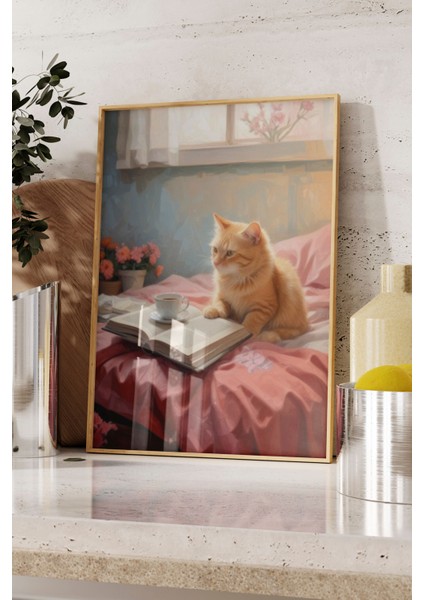 Ahşap Çerçeveli Tablo, Pencereden Bakan Kedi – Sıcak Ev Sahnesi, Ofis Dekoru Poster No: 110028 fırsatları