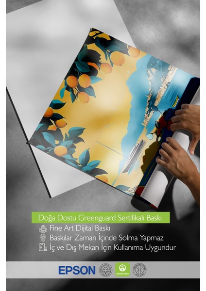 Çerçevesiz Poster, Sarı Scooter ile Sahil Yolu, Genç Odası Dekoru Poster No: 110855