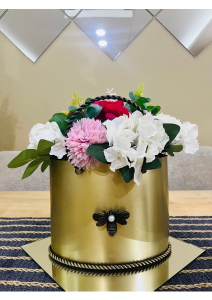 Eskitme Çanta Vazo Ortanca Çiçekli Arajman