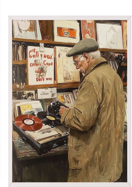 Beyaz Çerçeveli Tablo, Sanatçının Tuval Başındaki Anı, Ofis Dekoru Poster No: 110290