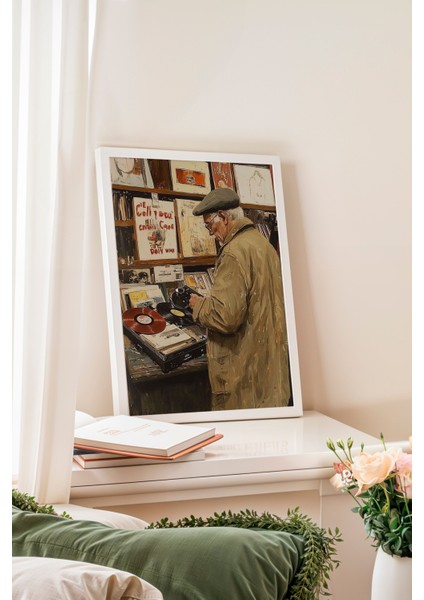 Beyaz Çerçeveli Tablo, Sanatçının Tuval Başındaki Anı, Ofis Dekoru Poster No: 110290 fiyatları