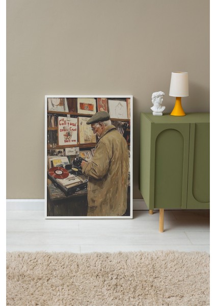 Beyaz Çerçeveli Tablo, Sanatçının Tuval Başındaki Anı, Ofis Dekoru Poster No: 110290 fırsatları