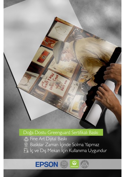 Beyaz Çerçeveli Tablo, Sanatçının Tuval Başındaki Anı, Ofis Dekoru Poster No: 110290 indirimleri