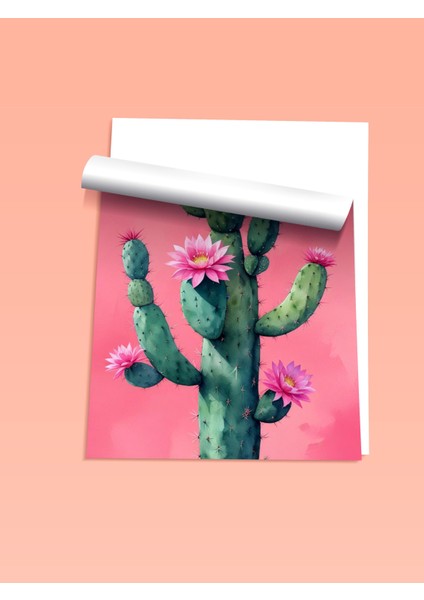 Çerçevesiz Poster, Pembe Kaktüs Minimal Illüstrasyon, Salon Dekoru Poster No: 109781 fiyatları