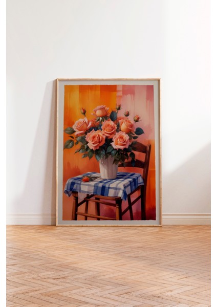 Ahşap Çerçeveli Tablo, Pastel Vazo ve Çiçekler – Natürmort, Mutfak Dekoru Poster No: 109802 modelleri