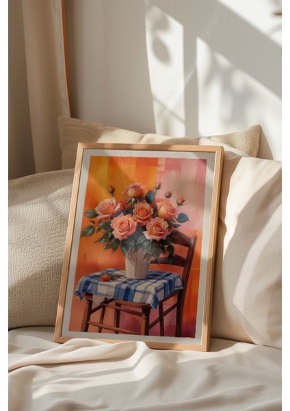 Ahşap Çerçeveli Tablo, Pastel Vazo ve Çiçekler – Natürmort, Mutfak Dekoru Poster No: 109802 indirimleri