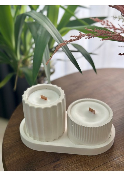 2li Soya Mum Set, Dekoratif Beyaz Beton Mum fiyatları