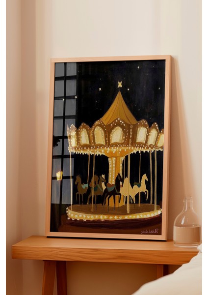 Ahşap Çerçeveli Tablo, Gece Lunapark Atlı Karınca, Genç Odası Dekoru Poster No: 110247 fiyatları