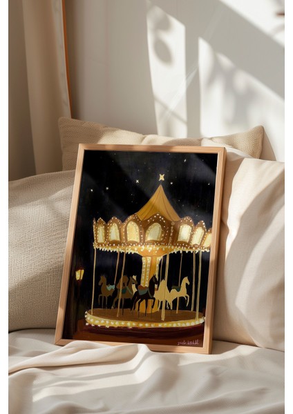 Ahşap Çerçeveli Tablo, Gece Lunapark Atlı Karınca, Genç Odası Dekoru Poster No: 110247 indirimleri