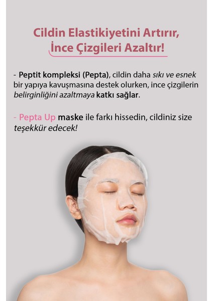 Parlaklık ve Canlılık Etkisi Gösteren Pepta Up Kore Kağıt Yüz Maskesi 5'li fırsatları