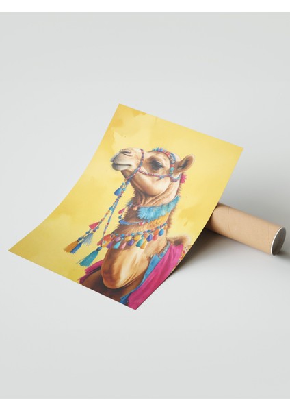 Çerçevesiz Poster, Deve Portresi – Etnik Illüstrasyon, Ofis Dekoru Poster No: 109901 modelleri