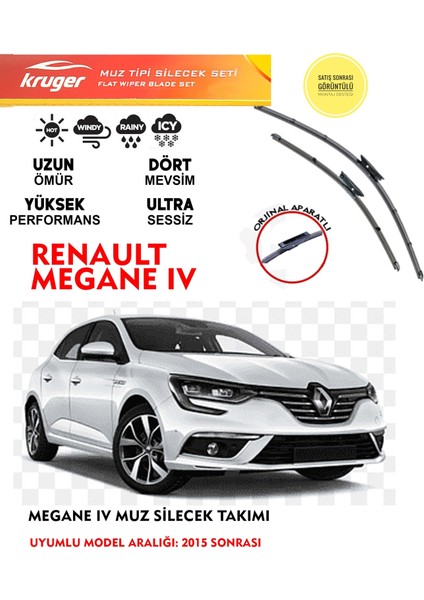 Megane 4 Muz Silecek Takımı 1.2 1.3 1.5 1.6 Motor Araca Özel Aparat 2015 Sonrası