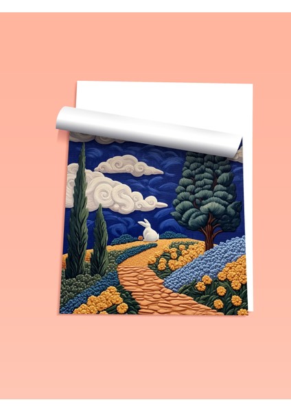 Çerçevesiz Poster, Gün Batımında Kır Evleri ve Tarlalar, Salon Dekoru Poster No: 110829 fiyatları