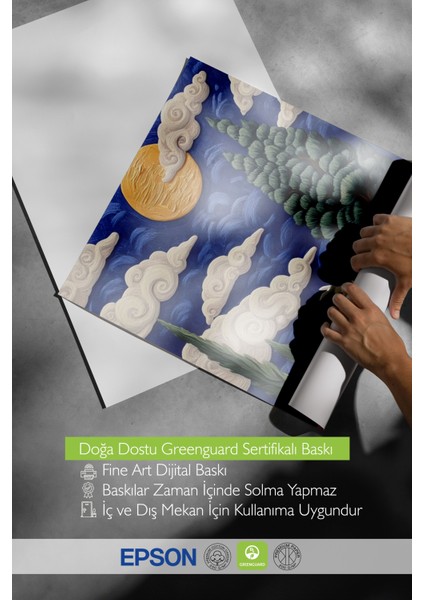 Çerçevesiz Poster, Gün Batımında Kır Evleri ve Tarlalar, Salon Dekoru Poster No: 110829