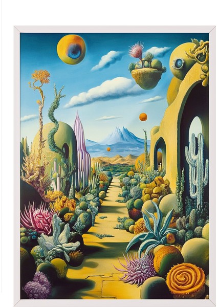 Beyaz Çerçeveli Tablo, Modern Sürreal Doğa, Salon Dekoru Poster No: 110186