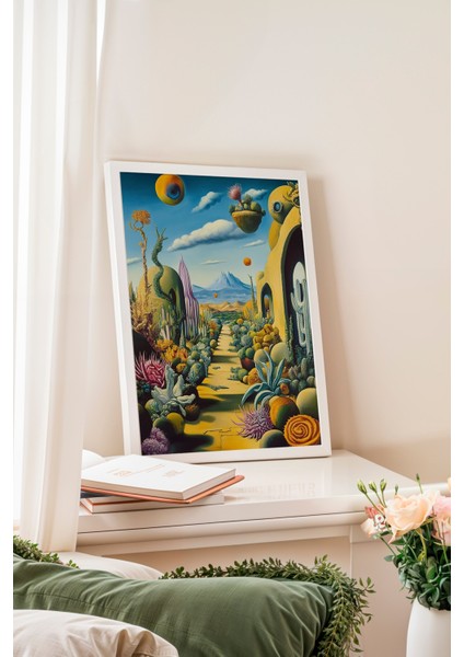 Beyaz Çerçeveli Tablo, Modern Sürreal Doğa, Salon Dekoru Poster No: 110186 fiyatları