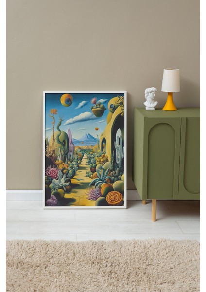 Beyaz Çerçeveli Tablo, Modern Sürreal Doğa, Salon Dekoru Poster No: 110186 fırsatları