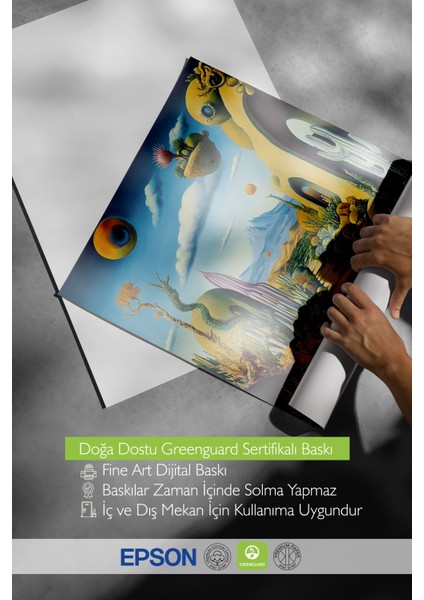 Beyaz Çerçeveli Tablo, Modern Sürreal Doğa, Salon Dekoru Poster No: 110186 indirimleri