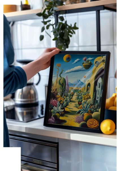 Siyah Çerçeveli Tablo, Modern Sürreal Doğa, Salon Dekoru Poster No: 110186 modelleri