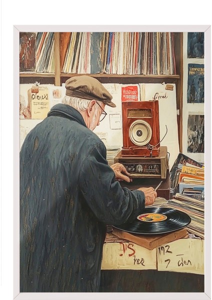 Beyaz Çerçeveli Tablo, Tablo Inceleyen Ressam, Ofis Dekoru Poster No: 110291