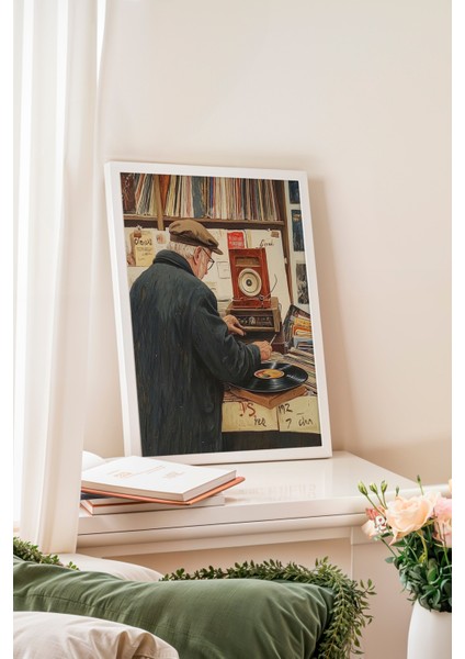 Beyaz Çerçeveli Tablo, Tablo Inceleyen Ressam, Ofis Dekoru Poster No: 110291 fiyatları