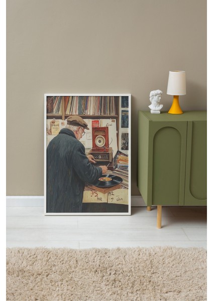 Beyaz Çerçeveli Tablo, Tablo Inceleyen Ressam, Ofis Dekoru Poster No: 110291 fırsatları