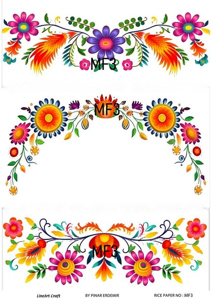 Macar Serisi Mf3 Folklorik, Renkli Desen 30*42 cm Pirinç Dekopaj