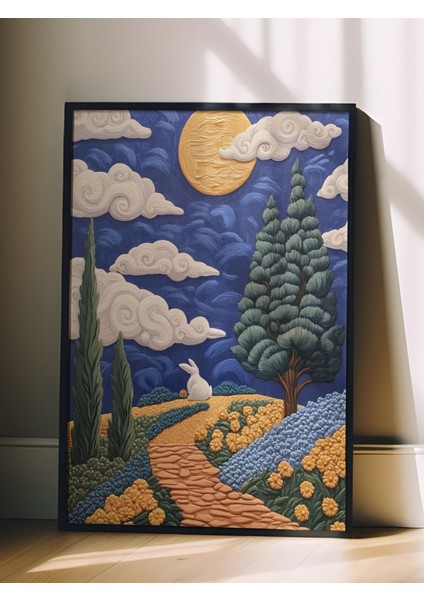 Siyah Çerçeveli Tablo, Gün Batımında Kır Evleri ve Tarlalar, Salon Dekoru Poster No: 110829 fiyatları